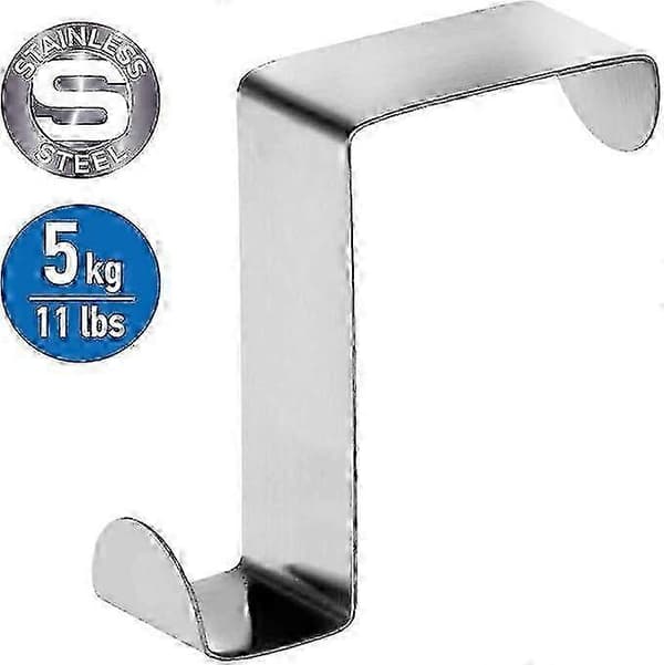 6 Dørkroker i rustfritt stål, reversible for standarddører og skap, opptil 5 kg s20241212528