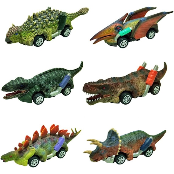 Pedagogiska Monstertruck Leksaker, Dinosaurieleksaker för Barn 3-5, Högkvalitativa Dragbilar med Realistiska Dinosauriedesigner, Säkert Giftfritt Material,