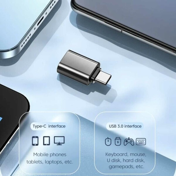 USB-C OTG Adapter Type-C Hane USB 2.0 Hona Svart svart