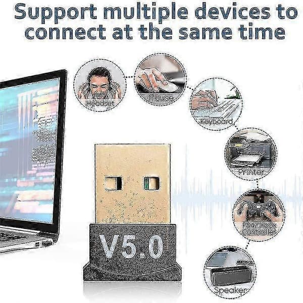Kompatibel med USB Bluetooth 5.0 Adapter for PC Win10/8.1/8/7/Bluetooth Dongle