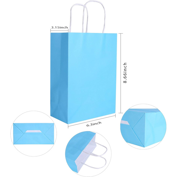 6 Stycken Kraftpapper Presentpåsar med Handtag Flerfärgade (Rai