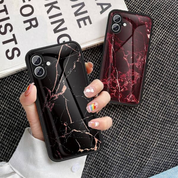 (För iPhone 14) Skal med Ställ och Kortfack, Stötsäkert, Slimmad Design Blå rød