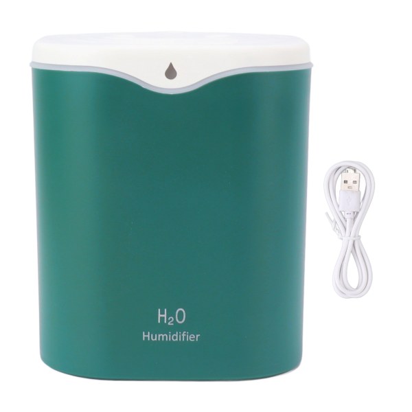 2L Kyl Mist Luftfuktare Tyst 2 Mistlägen USB Bärbar Aromaterapi Luftfuktare med Färg Ljus för Sovrum Hem Grön