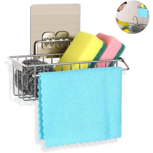 Vaskearrangør, 2 i 1 Svampeholder Køkkenvask Arrangør Caddy