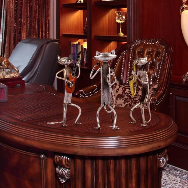 Metalskulptur kat med guitarfigur gaver til Thanksgiving,