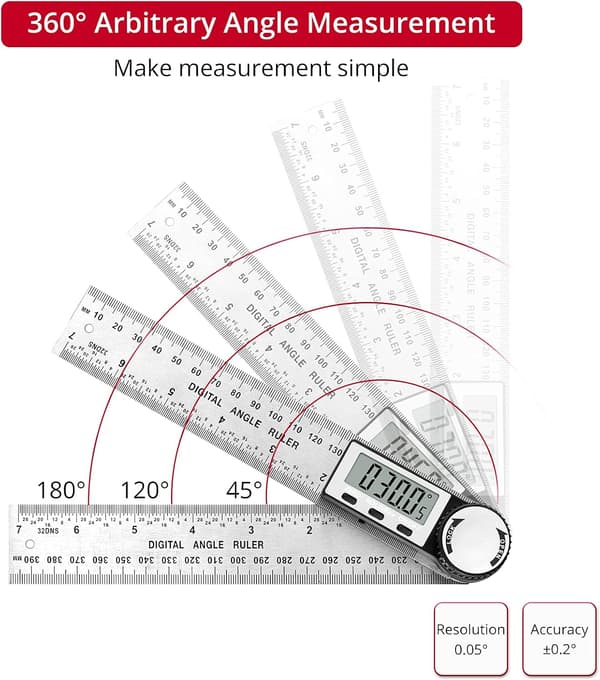 Digital Vinkelmåler 0-360° Digital Inclinometer Rustfrit Stål