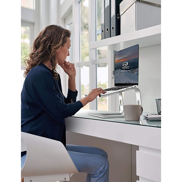 Justerbar Bredd Laptopställ, Ergonomiskt Aluminiumfäste för Skrivbord, Kompatibelt med 10 Till 15,6 Tums Laptops, Silver, Portabel, Nöjdhetsgaranti