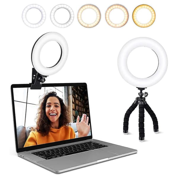 Ring Light Clip Laptop Med Tripod Clip Videokonferencelys Til Videomakeup