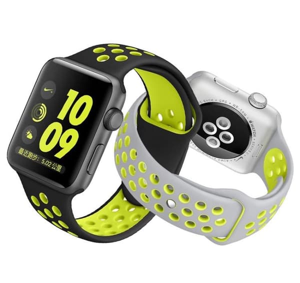 Apple Watch 4, 44mm, silikoniranneke, musta/harmaa Svart/Grå L