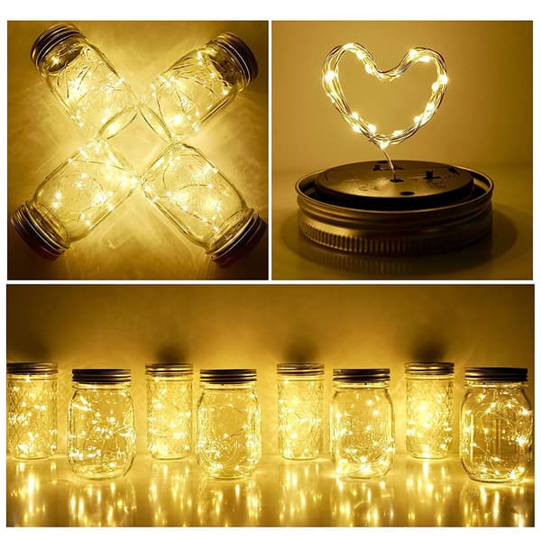 Yang energi mason jar lys led kobbertråd lysslynge stjerne fe