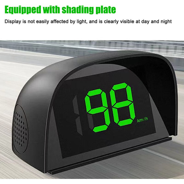 Plug and Play Bil HUD Head-Up Display för Fordon, LED Stor Teckensnitt Display GPS Digital Hastighetsmätare, Varningsfunktion för Överhastighet, Körriktning, Vägtull