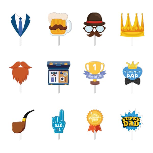 Fars Dag-tema 12-dele Cupcake Topper Sæt til Fest Dessert Dekorationer