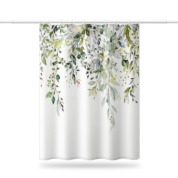 Digitaltryckt duschdraperi med gröna blad