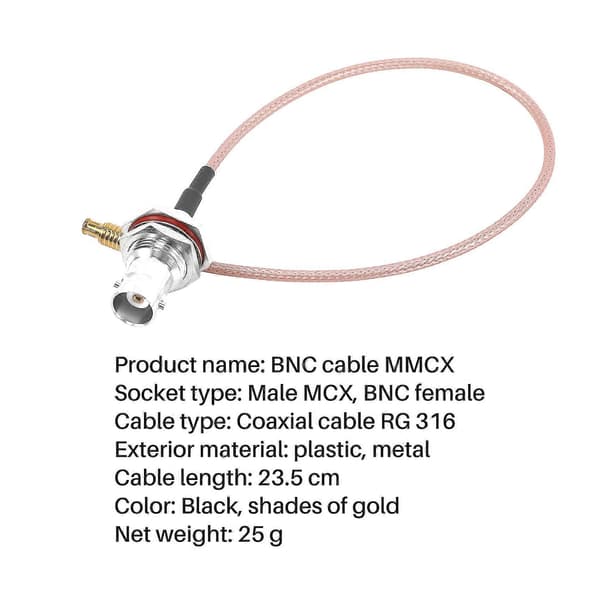 Mcx Hane, Låg Dispersion 316 23.5 Cm, Hona Bnc Adapterkabel