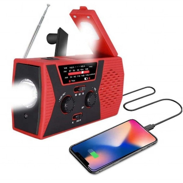 Självdrivna Solcellsdrivna Nödradioapparater för Överlevnad, Portabelt Mini Ultraljust Ljus För Orkanberedskap, Gul (2000Mmah Batteri)