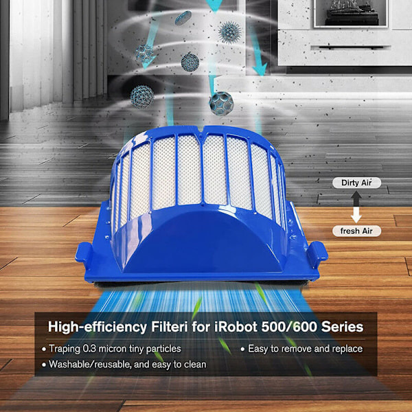 Underhålls-kit för högsta prestanda, fullt kompatibla tillbehör för iRobot Roomba 600-serien dammsugare, sidoborste, huvudborste, hjul