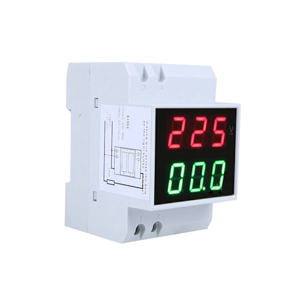 Digital Volt Ampere Meter, Bred Användning DIN-skena Montering Hög Noggrannhet Dubbel Display Voltmeter Amperemeter, LED Digital Tub Lättläst för Diverse