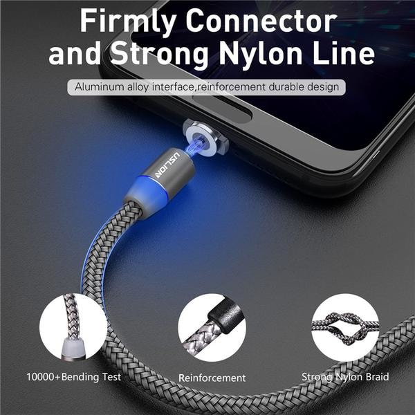 2 m  magnet laddare för USB-C|svart