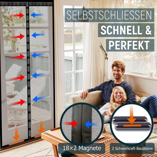 Magnetisk flugnät balkongdörr - 90x210cm