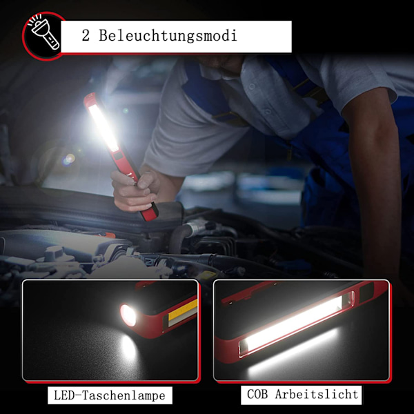 Bärbar Arbetslampa, LED Arbetslampa, Vikbar Design För Mångsidig Användning I Bilgarage DIY Verkstad, Stänksäker, Integrerad Magnet, CoB Ljus, Robust