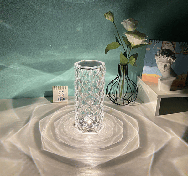 Krystal diamant bordlampe, tre farver USB opladning touch lys,