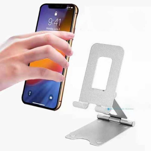 Vikbart stabilt aluminiumställ till mobilen Svart