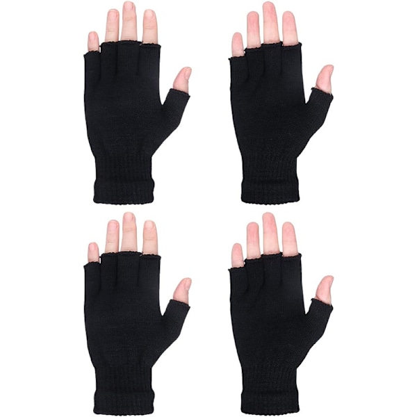 Fingerlösa handskar, halvfinger stickade handskar, 2 par