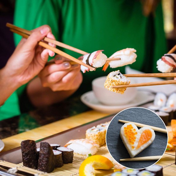 Sushi-set för nybörjare 10 delar Plast Sushi Maker Verktyg Komplett med 8 Sushi Ris Rullformar Formar Gaffel Spatel DIY Hem Sushi Verktyg