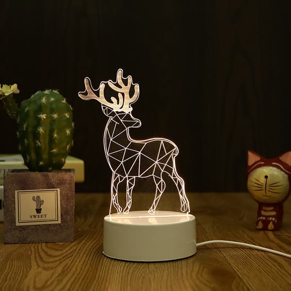 USB Milu 3D Akryl Dekorasjon LED Lampe Hjem Dekorasjon Nattlys