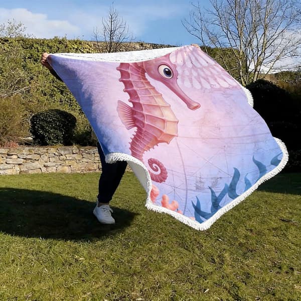 100cm x 100cm Merenelävät Mikrokuitu Pyöreä Hapsullinen Rantapyyhe A