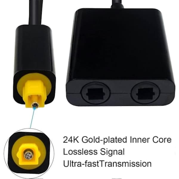 Toslink Splitter 1 til 2 Digital Optisk Lydsplitter 1 ind 2 Ud Lydadapterkabel Splitter [DB]