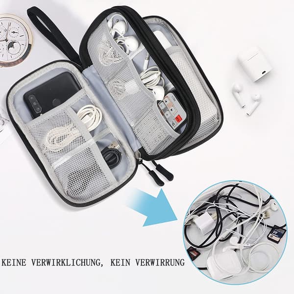 E-organizer reise kabel tilbehør kit, E-organizer etui, vanntett E-organizer kit, ladekabel, lader, mus, USB-kabel, hodesett flash-stasjon