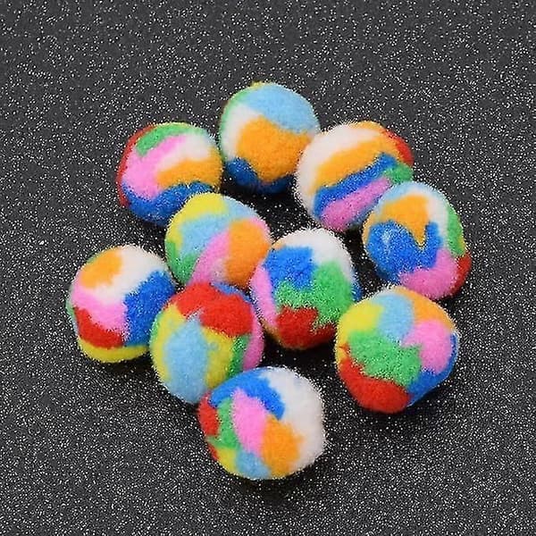 10 stk. Små Assorterede Farver Kitty Garn Puffer Kattelegetøj Katte Jagt Bolde 3,5 cm Diameter Tilfældig Farve Regnbue Multifarvet 3,5 cm