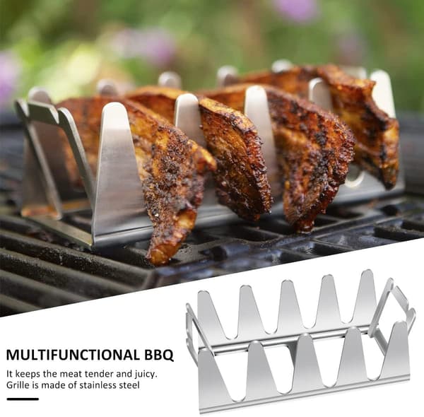 BBQ Grill - Kyllinglår- og vingegrill i rustfritt stål, multifunksjonell