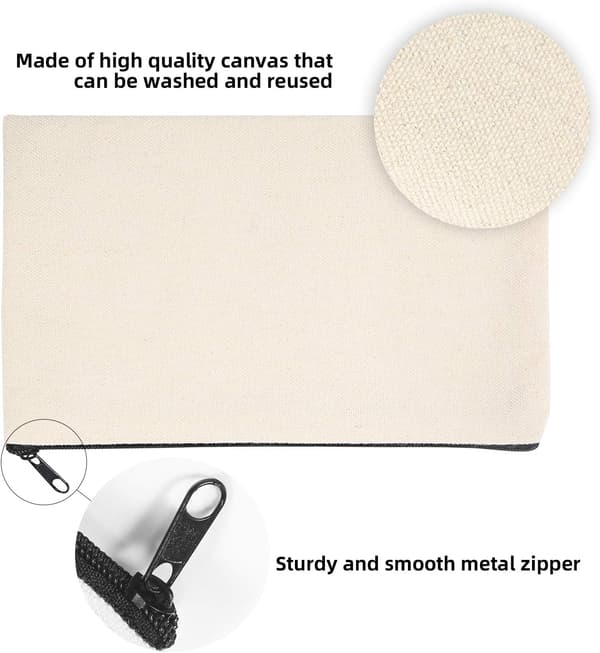 10-pack DIY tomma canvasväskor, tomma pennfodral, beige canvas för smink
