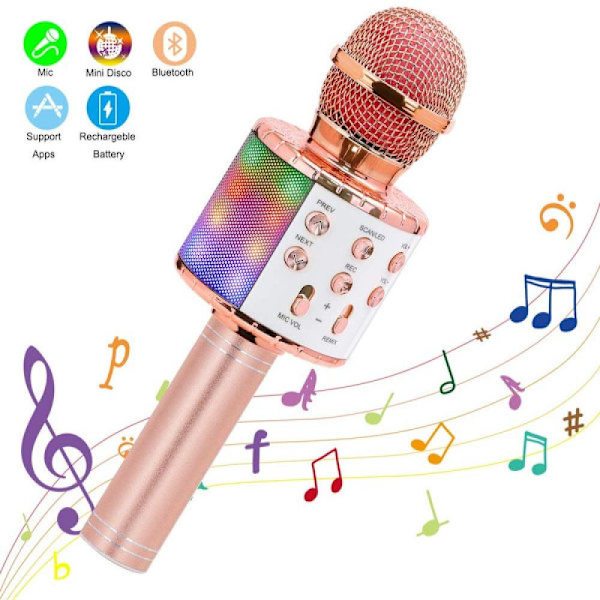 Trådløs karaokemikrofon Bluetooth-højttaler BLÅ silver