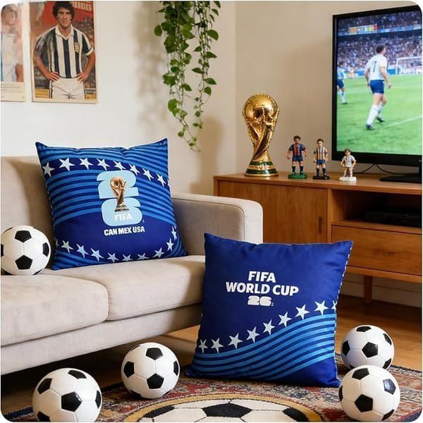45x45cm 2-pak 2026 VM-tema pudebetræk – Blå fanmerchandise