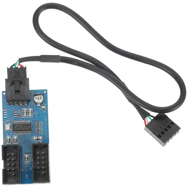 USB-hodeforlengerhub Portmultiplikator USB 2.0 9-pinners 1 til 2 Hub-splitter