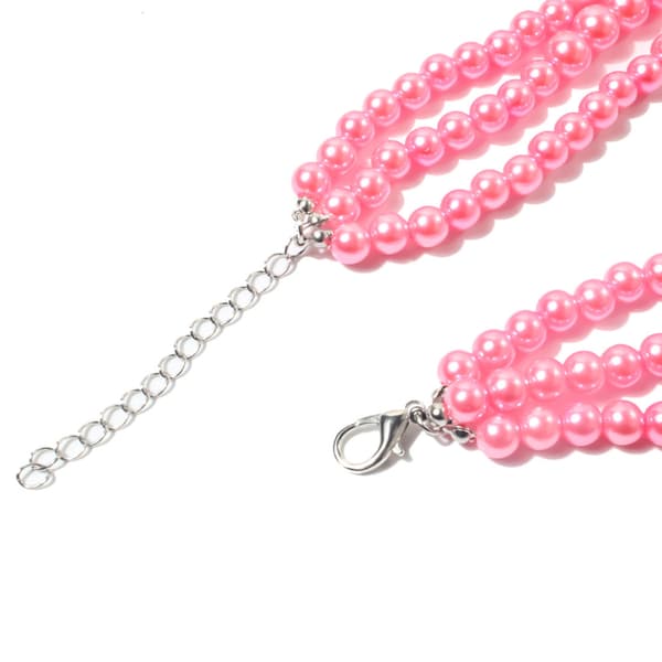 Statement halskædesæt med imiterede perler, stor chunky perlehalskæde elegant og sofistikeret simuleret perle statement halskæde perlebesat kunstnerisk retro Pink