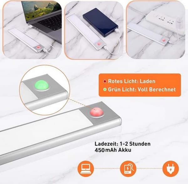 LED-lysstripe under skap bevegelsesdetektor oppladbar