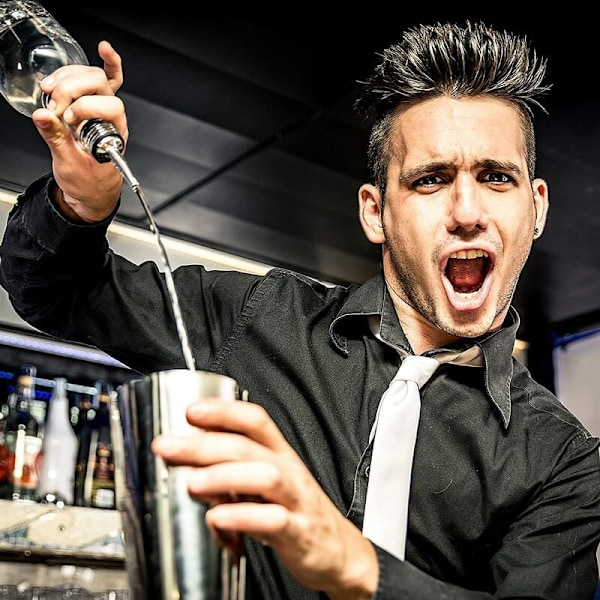 Bartender's Deluxe Set, 750ml Cocktail Shaker, Bambuställ, Rostfria Barverktyg, Diskmaskinskompatibel, Enkel Förvaring för Professionella