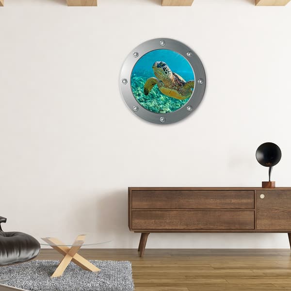 3D Ubåt-lucka väggdekal - Sköldpadda (Diameter: 29cm), Wal