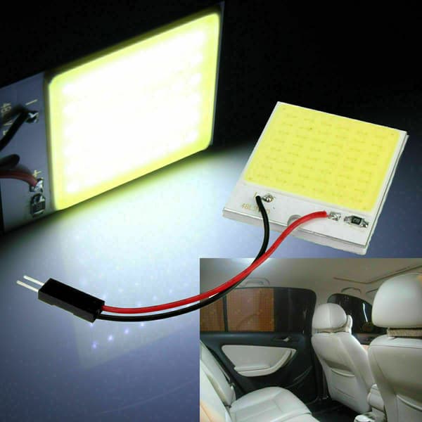 8st 48 SMD COB Vit LED Panel T10 Bil Interiör Panellampa 12V
