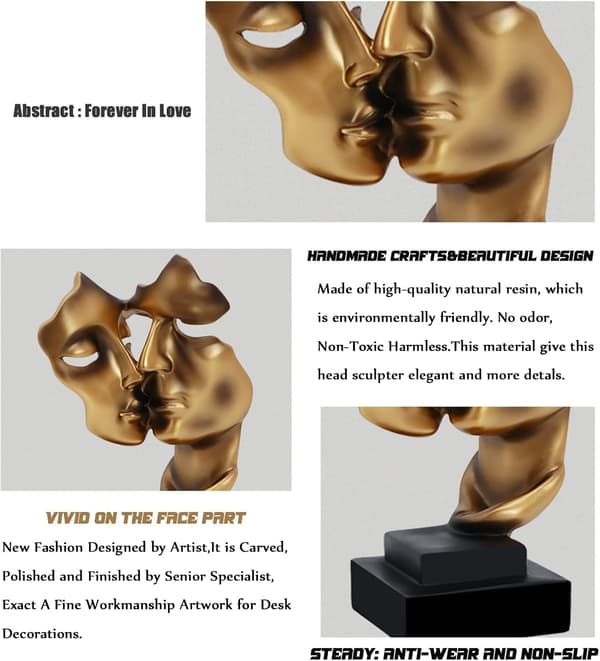 Modern Skulptur, Gyllene Abstrakt Konst Figurer, Vardagsrumsdekor