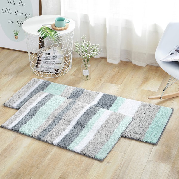 Lyxig Vadderad Badrumsmatta För Olika Rum, Mikrofiber Randig Extra Tjock Absorberande Badrumsmattor Med Premium Fiberlåsning, Mjuk Och Ryamatta Non