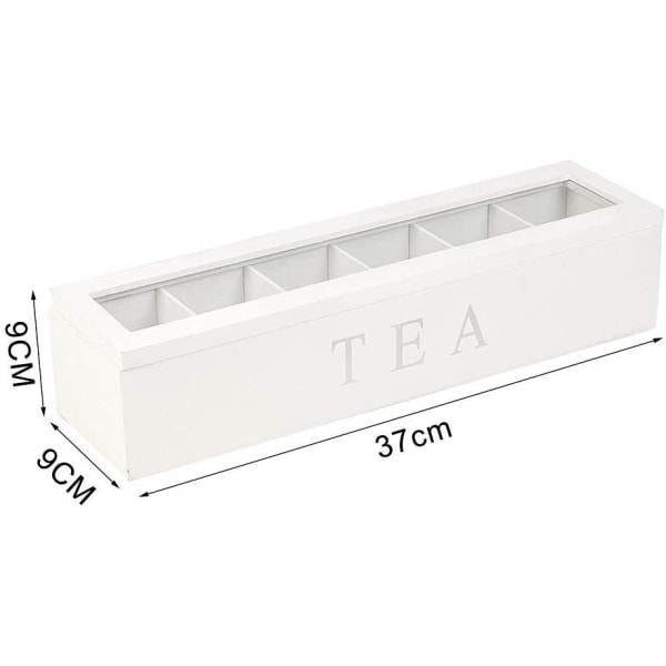 Trälåda för te | Telåda i färgerna vit | Tekista med 6