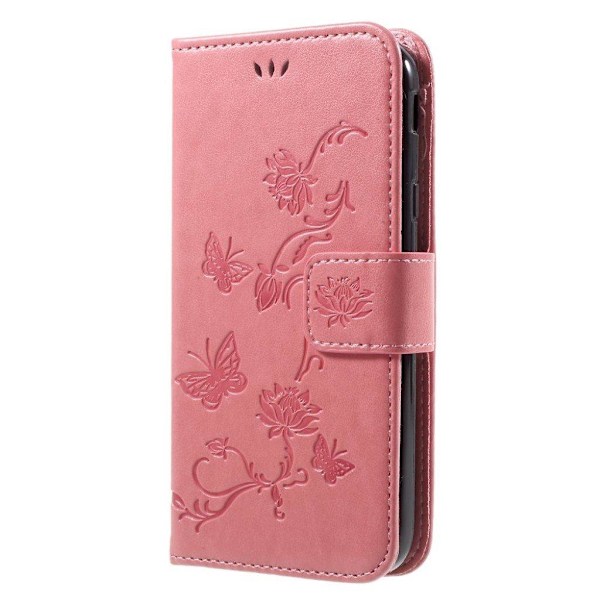 Butterfly läder Samsung Galaxy J3 (2017) fodral - Rosa Rosa