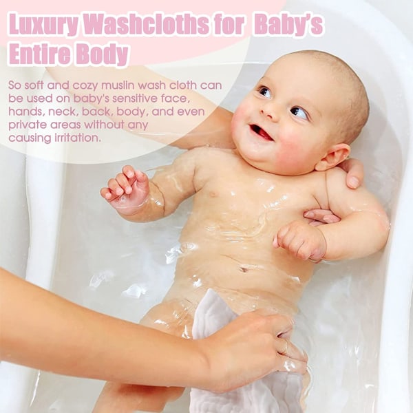 Baby Muslin Washcloths - Mjuka Ansiktsdukar, Absorberande Bad Ansikte