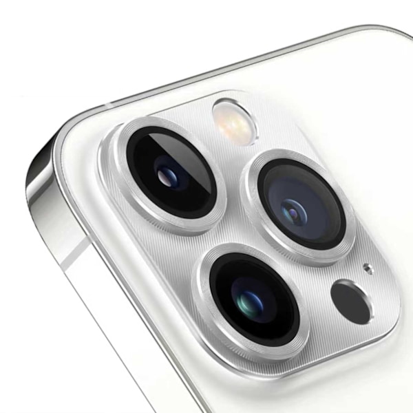 iPhone 15 Pro/15 Pro Max Linsskydd Metall Härdat Glas Silver silver