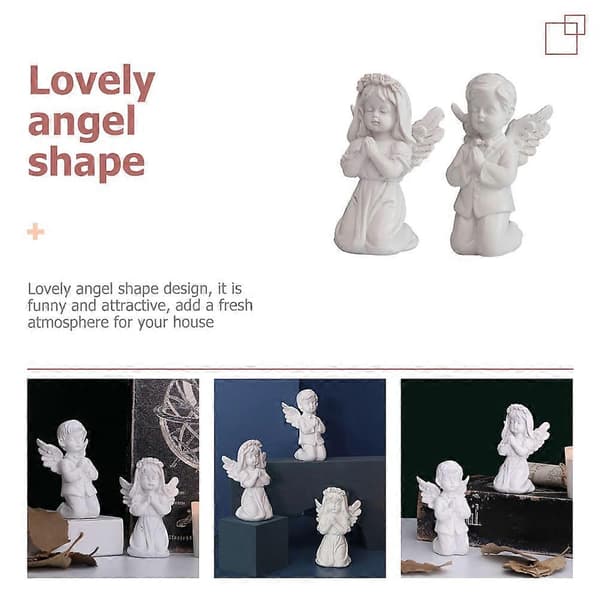 2 stk. englefigurer i harpiks, dekorative englepynt, englestatuer